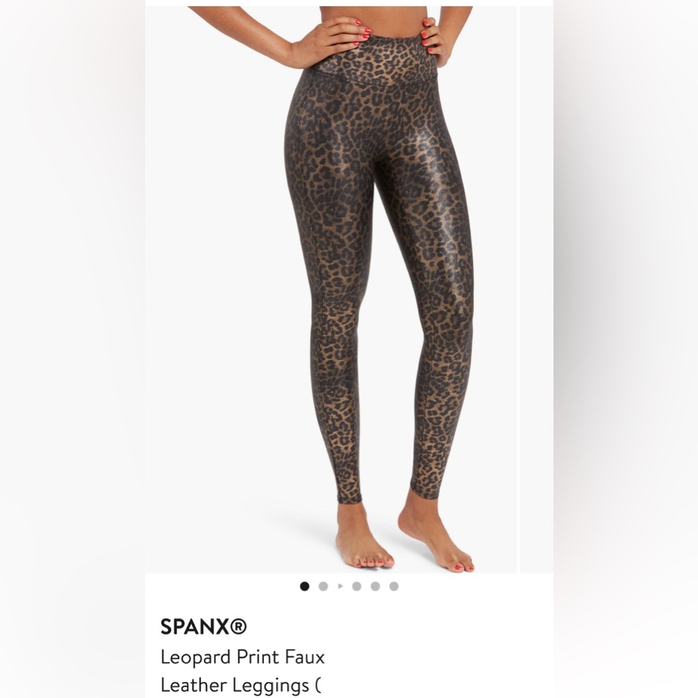 SPANX faux leather leopard print leggings